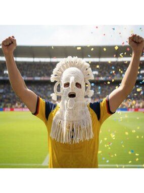 ⭐Aya Huma Diablo Umo Incas Adult Mask Ecuador Handmade White Inti Raymi Rare New